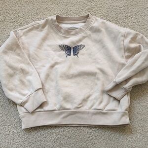 GAP Cream Sweatshirt with Blue Butterfly girls 8